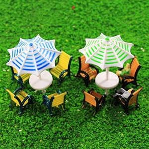 【送料無料】モデル パラソル 太陽傘 と椅子 模型 キット 2セット 1:150 庭園 箱庭 装飾 鉄道模型 建物模型 ジオラマ 教育 DIY