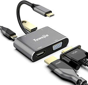 【送料無料】USB Type c HDMI VGA 4-in-1 アダプタ 2025高機能版 usb c Hdmi 4K解像度 hdmi ポート+VGA映像出力ポート+Usb 3.0高速ポート+USBタイプC高速PD充電ポート変換 アダプタ UHDコンバータ iPhone 16/15/MacBook