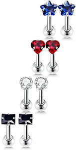 【送料無料】ピアス レディース メンズ スタッドピアス ボディピアス 4ペアセット ジルコニア 星 ハート サージカルステンレス ピアス 金属アレルギー対応