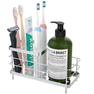 【送料無料】歯ブラシスタンド Luxspire ラック ステンレス製 置き型 歯磨き入れ 多機能 水切りタイプ 仕切り 色:シルバー、サイズ:6仕切り