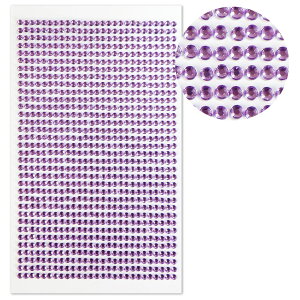 【送料無料】ラインストーンシール(デコシール) ジュエリータイプ 3ミリ 色:パープル, ライトパープル、サイズ:小