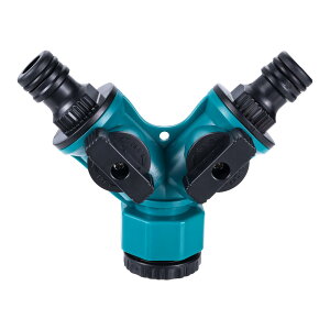 【送料無料】Hicello 分岐蛇口コネクター 散水コネクタ 中間コック付き 2方向へ自由に分岐 ホース ジョイント コネクター Y型継手 ソケット分岐継手 水道 分岐 散水用具 園芸用品 ガーデン 農