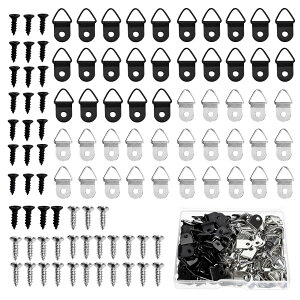 【送料無料】TVETE 三角吊りカン 額吊り金具 木ネジ付き【50個セット】ビラカン 額縁金具 豆カン フック 木ネジ付き 箱付き 裏板留め金具 賞状額縁 絵 写真 フレーム 額縁用バッククリップ ブ