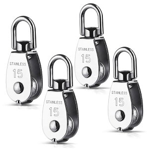 【送料無料】Rhinocats 滑車 M15 ローププーリー スイベル式 ステンレス滑車 豆ブロック 耐荷重70kg 四個セット