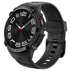yzSpigen Galaxy Watch 6 Classic 43mm oh ̑g \ ̌^ P[X Jo[ ϏՌ X|[coh  Ռ z ϋv h~ MbhEA[}[Ev ACS06492 (ubN)
