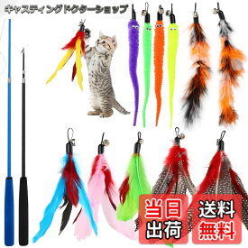 【送料無料】WD&CD 猫じゃらし 猫おもちゃ 交換用羽12個 竿2個 セット 天然 羽のおもちゃ 棒鈴付き ねこじゃらし ぶらぶら 猫のおもちゃ ペットグッズ ねこ用品 14点セット