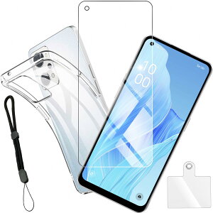 �y���������zhouge �y �P�[�X + 1�� �K���X�t�B���� �zFor OPPO Reno9 A / For OPPO Reno7 A �p�� �P�[�X �N���A �o���p�[ �J�o�[ �X�}�z�P�[�X + �K���X �t�B���� OPG04 A201OP CPH2353 �p�� �����K���X �t�� ��