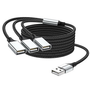 �y���������zMOGOOD 3-in-1 USB�����P�[�u���AUSB�d�������1�I�X3���XUSB 2.0�A�_�v�^1-3 USB�����USB�g���P�[�u��USB�}���`�|�[�g�[�d/�f�[�^�]��/�m�[�g�p�\�R��/Mac �F�F�u���b�N�A�T�C�Y�F2��