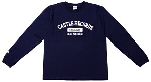 CASTLE-RECORDS LONG T-shirts �gcollege�h (NAVY x WHITE)