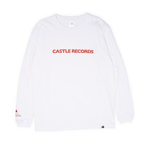 CASTLE-RECORDS LONG T-shirts (WHITE x RED)