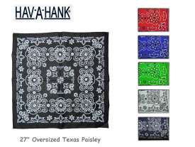 ＜ネコポス対応＞【HAV A HANK】ハバハンク 27" TEXAS Paisley Bandanna テキサスペイズリー・大判バンダナ