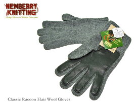 【NEWBERRY KNITTING】ニューベリーニッティングMens Classic Racoon Hair Wool Gloves Charcoalアライグマヘアーディアスキン手袋