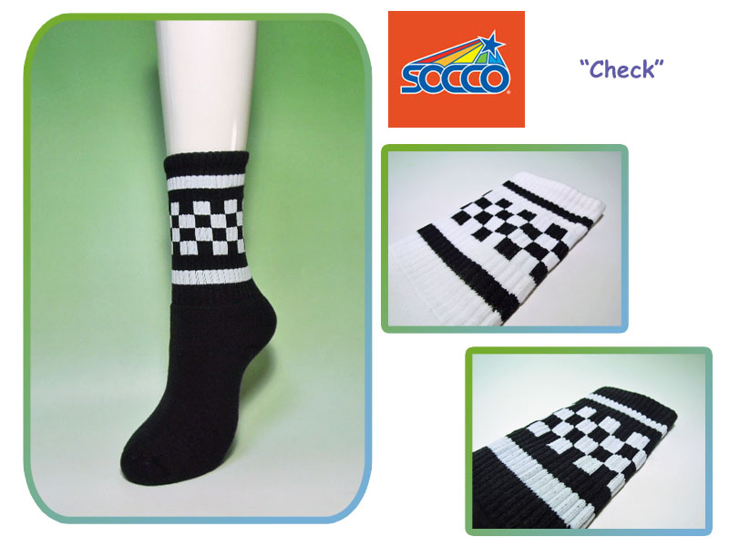 お得クーポン発行中 70'sウェストコーストが育んだアメリカ製のソックス ネコポス対応 SOCCO ソッコ Crew クルーソックス Socks Checkered 大特価!! 格子柄