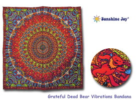＜ネコポス対応＞【Sunshine Joy】サンシャインジョイ Grateful Dead Bear Vibrations Bandana グレイトフルデッド・ベア・バイブレーションバンダナ