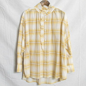 Labo ratory�i���{���C�g���[�j LIGHT MADRAS FRILL BLOUSE �t�����u���E�X �t�ďH