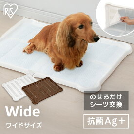 トイレトレー ワイド 犬 しつけ トイレ トレー ペットトイレ トレーニングペット トイレ ペットトイレ トイレ トイレ トイレ簡単取り替え アイリスオーヤマ シーツぴたっとトレー ホワイト ブラウン P-SPTW