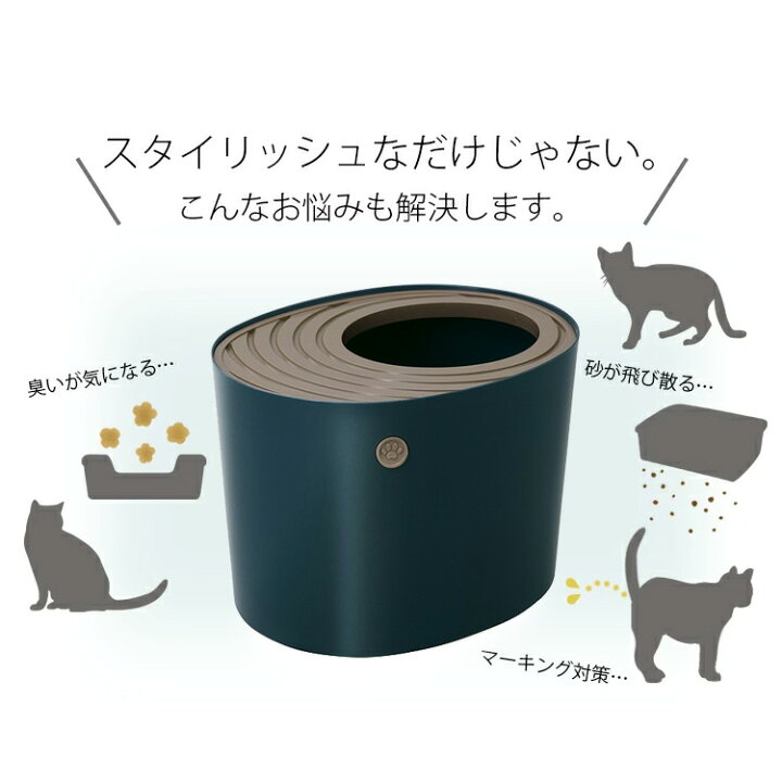楽天市場 レビュープレゼント 猫 トイレ 上から猫トイレ プチ Punt 430 猫 トイレ 本体 上から入る ネコトイレ 固まる猫砂用 散らかりにくいボックストイレ スコップ付き シンプル おしゃれ アイリスオーヤマ Rank キャットランド