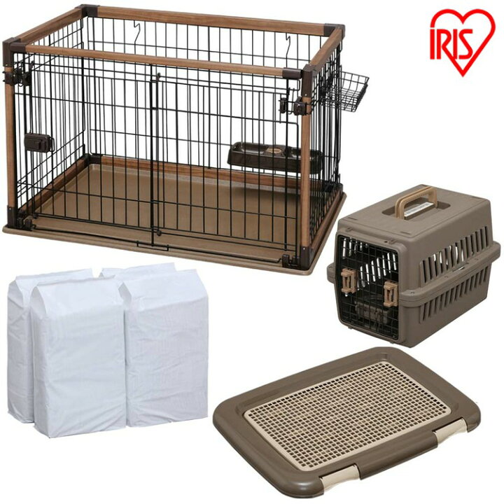 楽天市場 350円offクーポン対象 24日9 59迄 4点セット 犬 ケージ スターターセット オープンウッディサークル エアトラベルキャリー ペットトレー レギュラー ペットシーツ犬 サークル スターターセット ペットサークル ケージ 4点セット ゲージ セットペット