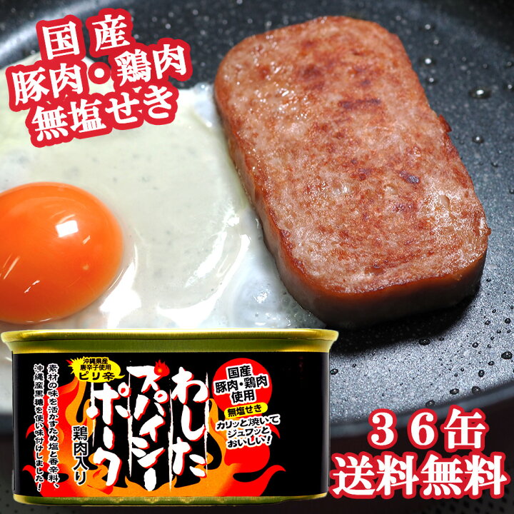 楽天市場】【全国 北海道 送料無料】 わしたポーク スパイシー 36缶 無 