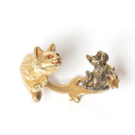 ロックオンリング 真鍮 指輪 フリーサイズ ゴールド 猫グッズ 猫アクセサリー 猫モチーフ ブラフシューペリア かわいい 雑貨 猫 好き な 人 プレゼント ギフト オシャレ 猫 誕生日 ネコ グッズ【ホワイトデー 就職祝い 進学祝い 進級祝い 母の日】
