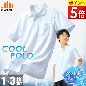 【高評価★4.5！接触冷感】ポロシャツ キッズ 半袖 ＼ひんやり涼感／ メッシュ 夏 白 小学生 抗菌防臭 吸水速乾 スクール ポロシャツ 中学生 男の子 女の子＼お盆の法事にも♪／100 110 120 130 140 150 160 170 180 cm B体 涼しい 冷たい 子供 小学校 制服 幼稚園 送料無料