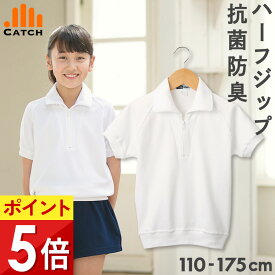 【365日出荷 | 即納】体操服 半袖 襟付き ハーフジップ シャツ 110〜175cm 抗菌防臭 部屋干し臭対策 サラッと爽快 吸汗速乾 UVカット 抗ピリング 毛玉抑制 襟付き 小学校 体操着 キャッチ 体操着 ファスナー チャック 襟 衿 キッズ 小学生 男の子 女の子【送料無料】TS622562
