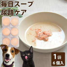 【割引クーポン配布中】毎日スープ尿路 ケア（約43g×6個） 犬猫用スープ 冷凍 無添加 国産 水分補給 水分不足解消に 泌尿器ケア ごはん の トッピング 結石 排尿を促す 犬 いぬ トッピング 手作りご飯 冷凍 ドッグフード 帝塚山ハウンドカム