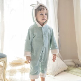 【新春セール目玉】90cm ミント上質着ぐるみ　 上質生地ふわふわコスチュームロンパース ワンピース たつ うさぎ うさ耳 ベビーフォト 軽防寒 ベビー服 TAK キャサリンコテージ fuku超目玉
