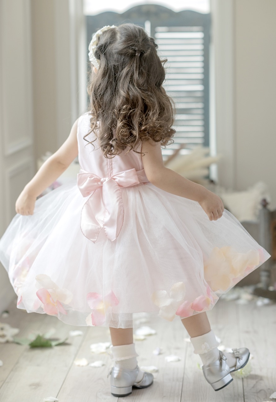 楽天市場】ベビードレス 女の子 バラチュールの花びら入りスカート