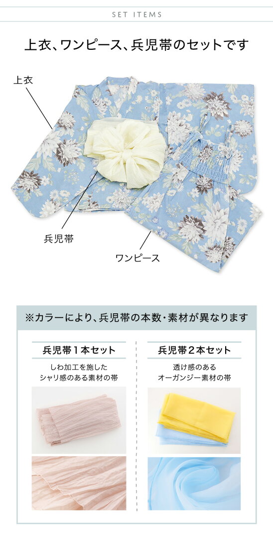 浴衣 ワンピース 2way セパレート セット 子供 女の子 【送料無料セール】 キッズ 贅沢なロング 兵児帯 付属 帯 子供浴衣 簡単 着付け 100 110 120 130 140 150 夏祭り 夕涼み 花柄 猫柄 キャサリンコテージ オリジナル柄 TAK - メイン画像 5