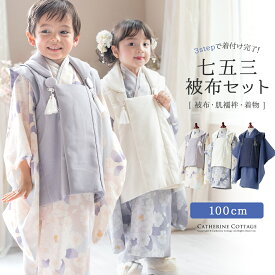 【祝24周年セール】目玉 男児七五三 3歳着物＆被布セット 和装 753 着物 男女兼用 男子 女子 女の子 3才 3歳 三歳 記念撮影 グレー ベージュ ブルー 青 紺 TAK キャサリンコテージ