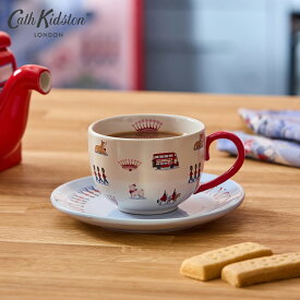 キャス キッドソン 公式 ティーカップ & ソーサー Queenie's London White / カップ 食器 コップ ストーンウェア せっ器 キャスキッドソン Cath Kidston n260619