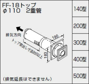 【0706815】ノーリツ 給湯器 関連部材 給排気トップ(2重管方式及び2本管方式) FF-18トップ φ110 2重管 500型【純正品】