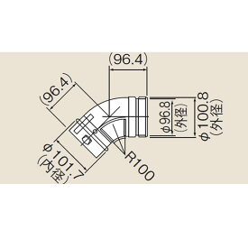 リンナイ φ100KP部材【FFL-10-45】φ100 KP 45°エルボ（21-3944）【FFL1045】 給湯器【純正品】