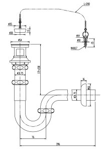 【LF-4PAL】 INAX・LIXIL 洗面器・手洗器用セット金具 排水金具 (呼び径32mm) ゴム栓式壁排水Pトラップ イナックス・リクシル アフレ付き【純正品】