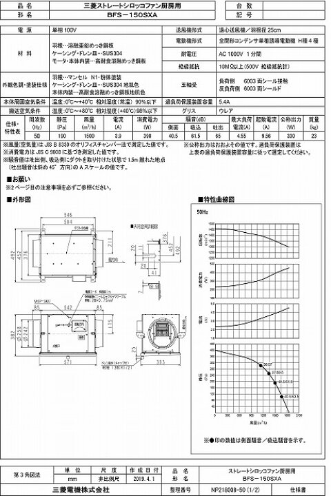 楽天市場】三菱 mitsubishi 換気扇 BFS-150SXA2 産業用送風機 [本体 