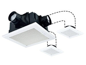 【VD-18ZFVC7】三菱 3部屋 換気扇 ダクト用換気扇 天井埋込形 接続パイプΦ100mm 埋込寸法315mm角 浴室・トイレ・洗面所用 サニタリー用 24時間換気機能付 風圧式シャッター付 定風量タイプ VD-18ZFVC