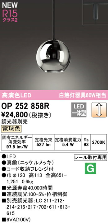 楽天市場】オーデリック ペンダントライト 【OP252858R】【OP 252 858R 