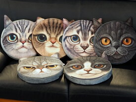 猫顔ラウンドクッション デザイン全6種 送料無料