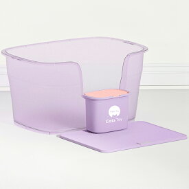 【Cats Toy公式】猫トイレ 大型 63cm クリアカラー 専用ダストBOX マット付き グリーン パープル オレンジ 猫 トイレ 大きめ おしゃれ 消臭 飛び散り防止 飛び散りにくい 掃除 簡単 多頭飼い インテリア シンプル 本体