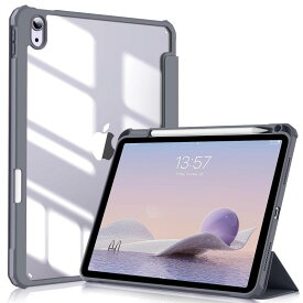 KenKe iPad Air 5 ケース 2022 / iPad Air 4 ケース 2020 10.9インチ (第5/4世代、2022/2020モデル用) PC 透明バックカバー 軽量 薄型 傷つけ防止 PU合成レザー Apple Pencil 収納可能 iPad ケース Apple Pencil 2 ワイヤ