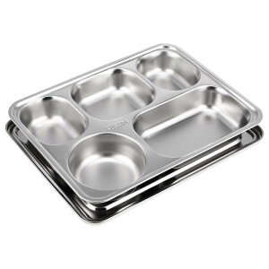 BESTOYARD ステンレス ランチプレート 仕切り皿 プレート 食器 フード トレイ 皿 おしゃれ 仕切り皿 分割プレート プレート 皿 食器 キャンプ用 バーベキュー用 4つ仕切り(蓋なし)