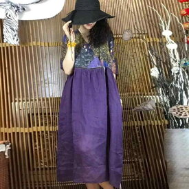 海外生産余剰品 訳あり タグなし 正規品 アウトレット価格 割引セール レディース 女性用 婦人服 夏物 綿麻素材 コットンリネン 大きいサイズ ゆったり 体型カバー プリント柄 花柄 総柄 ワンピース ドレス
