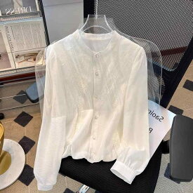 訳あり アウトレット タグカット品 フレンチスタイル レディース 女性用 白いブラウス 高級感 上質感 とても素敵 おしゃれな レースフリル 長袖 可愛らしい エレガントトップス