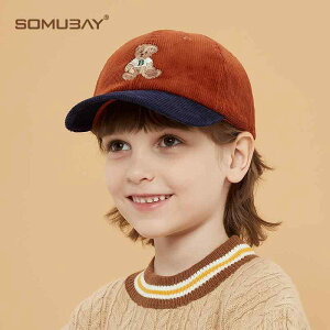 春 秋 親子 お揃い ペア 子供用 キッズ 男の子 女の子 男女兼用 ユニセックス コーデュロイ 素材 可愛い クマ ベア キャラクター ブラウン キャップ つば付き 野球帽 カジュアル 帽子