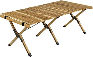 アイリスオーヤマ ウッドロールテーブル WRT-120 幅約121cm アカシア 天然木 収納袋付き 簡単組立 アウトドア キャンプ 【配送種別A】