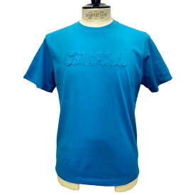 COURSE（コース）Tシャツ 半袖 メンズ CR213003-81 ブルー無地xロゴ 刺繍 コットン