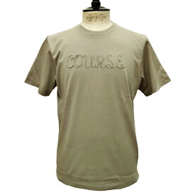 COURSE（コース）Tシャツ 半袖 メンズ CR213003-90 グレー無地xロゴ 刺繍 コットン
