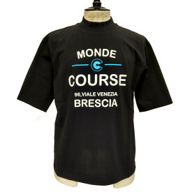 COURSE（コース）Tシャツ 半袖 レタード イラスト メンズ CR512001-99 ブラック 黒地 コットン 日本製