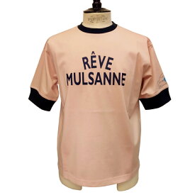 COURSE（コース）Tシャツ 半袖 レタード Rêve Mulsanne メンズ CR612002-38 ピンクxネイビー コットン 日本製